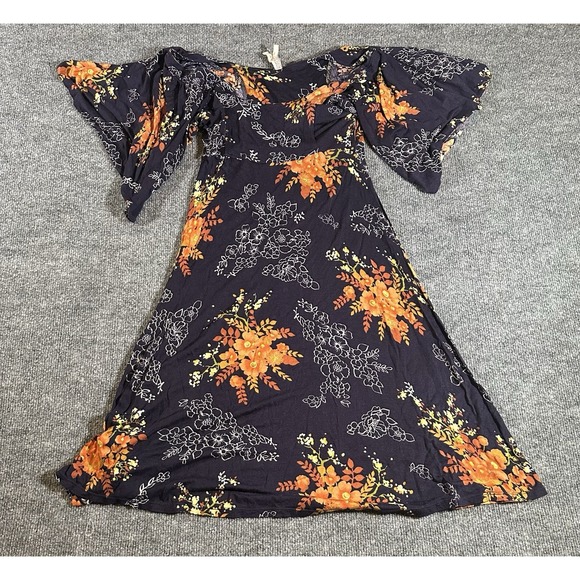 Anthropologie Dresses & Skirts - Maeve Anthropologie Women's Small Black Dress A Line Bell Flutter Sleeve Floral